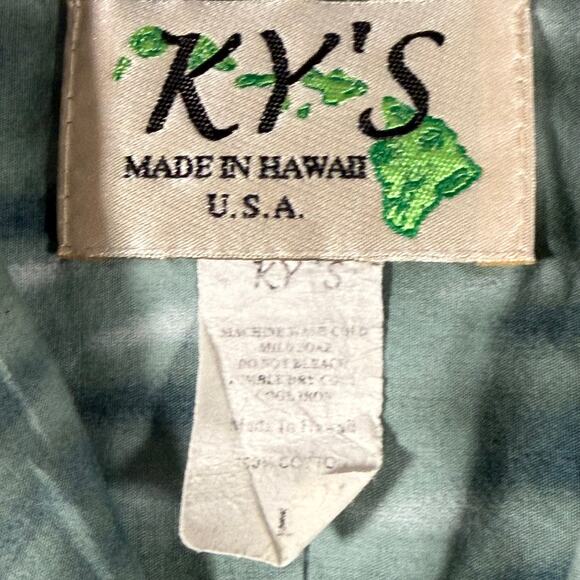Ky’s Hawaiian Men’s L Aloha Shirt Surfboard Motorcycle Print Retro Cotton - Picture 3 of 8